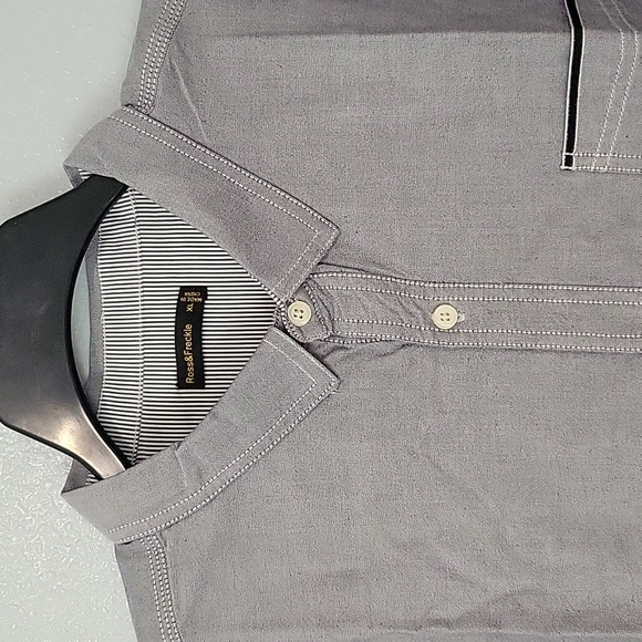 Ross&Freckle Men's 100% Cotton Chambray Standard fit Rolling-up Long Sleeve - Picture 4 of 14